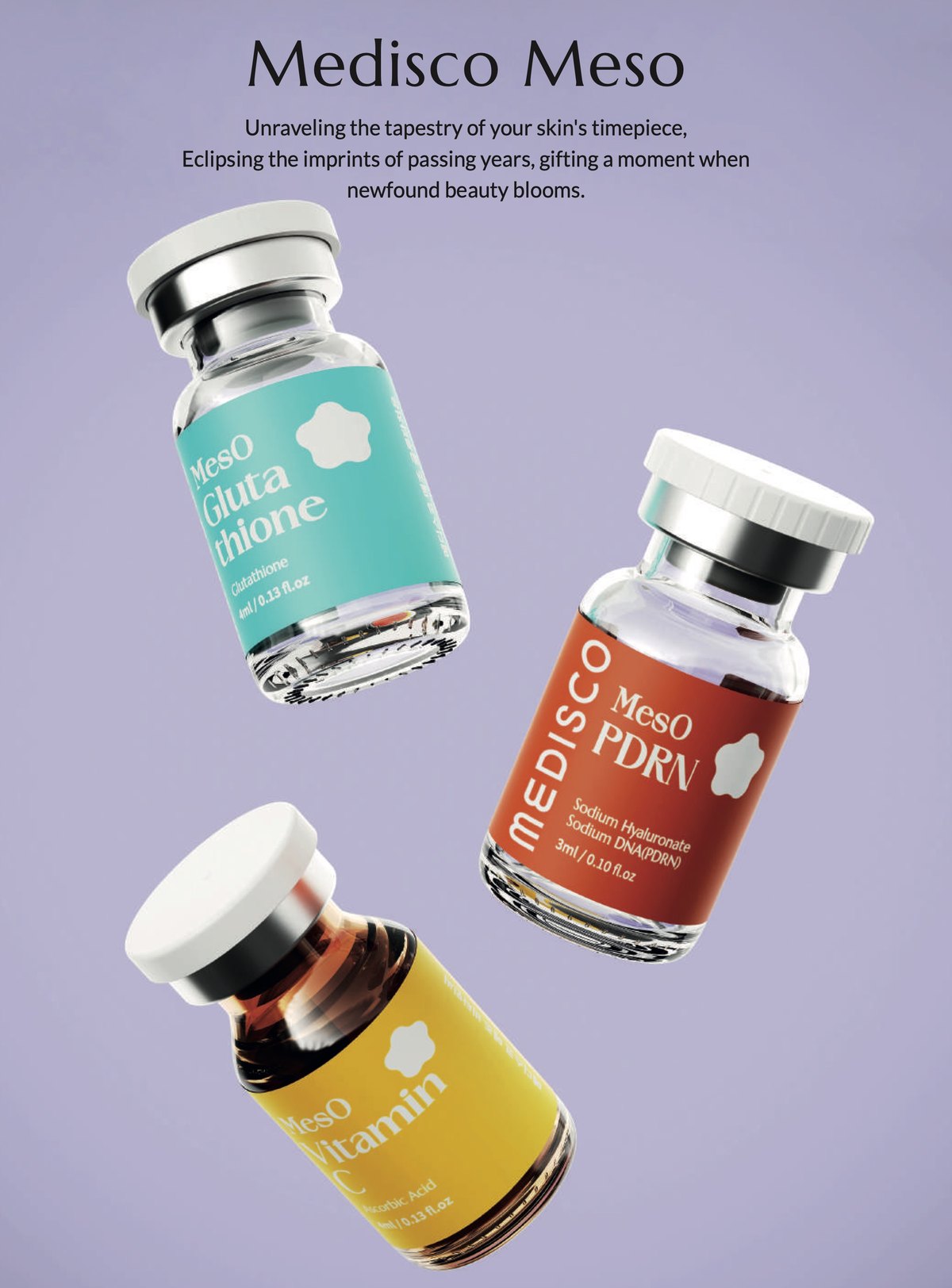Medisco Meso PDRN, Glutathione and Vitamin C vials
